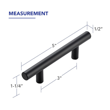 IAQWE 20 Pack 3" (76mm) Hole Center Matte Black Cabinet Drawer Pulls, 36010043BK-24