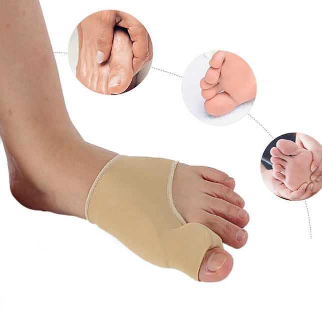 XREKNOi Bunion Corrector Sleeve Socks with Big Toe Separators and Pinky Separators Pack for Men and Women Non-Slip Big Toe Straightener Big Toe Alignment Bunion Toe Relief Pain (Khaki, Small)