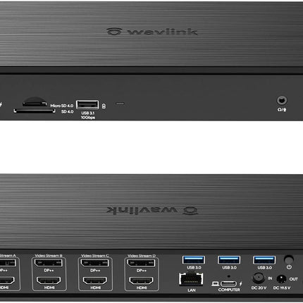 WAVLINK 20-in-1 USB-C Quad 4K Universal Docking Station for MacBook and Windows with 100W Power Delivery, Dual 5K@60Hz Dock with 4xDisplayPort & HDMI, 10Gbps USB 3.1-A & C, SD/TF Slot, 3xUSB 3.0-A