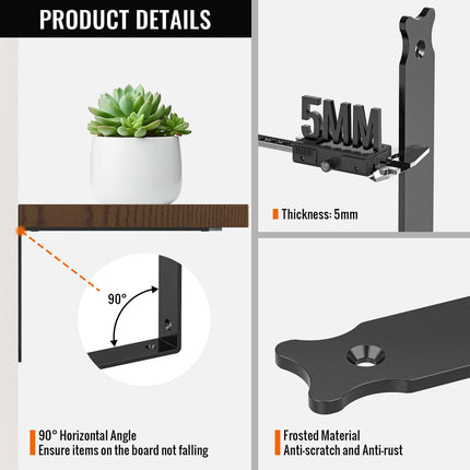 Floating Shelf Brackets 6 Pcs Heavy Duty L Bracket Corner Brace Support, 9 Inch Wall Mounted Industrial Metal Brackets for Shelves, Holds 200 lbs