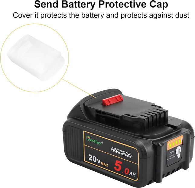 2 Pack Waitley 20V 5.0Ah Replacement Battery Compatible with Dewalt DCB200 DCB203 DCB204 DCD780 DCD785 DCD795 DCF885 DCF895 DCS380 DCS391 Li-ion Battery Tools