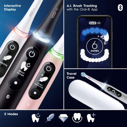 Oral-B iO4 Electric Toothbrush, for a Gentle Clean and Healthier Gums, White, iO Series 4 with 1 Toothbrush, 1 Brush Head, and 1 Travel Case