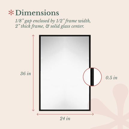 Hamilton Hills 24x36" Modern Black Frame Wall Mirror Contemporary