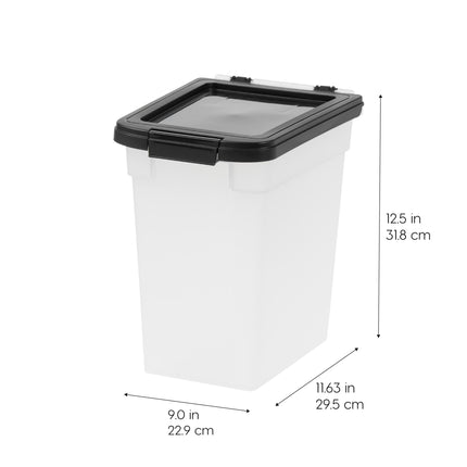IRIS USA WeatherPro Airtight Dog Food Storage Container, Up to 4.5 Kg Each, 2 Pack, for Dog Cat Bird and Other Pet Treat Food Storage Bin, Keep Fresh, Translucent Body, BPA Free, Clear/Black