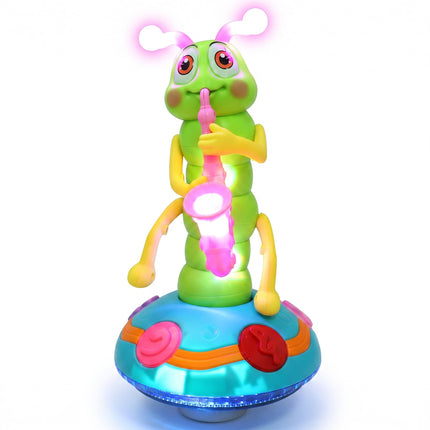 SUPVOX Electric Dancing Caterpillar Musical Toy for Kids, Light up Musical Insect with Saxophone, Interactive Sensory Plaything, Baby Music Toy