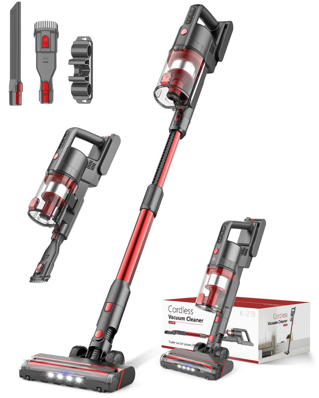 LJUREN K21B Vacuum Cleaner, 80,000PRM Stick Vacuum with 2 Powerful Suction Modes, Max 40 Mins Runtime, 2600mAh Rechargeable Vacuum Cleaner for Home
