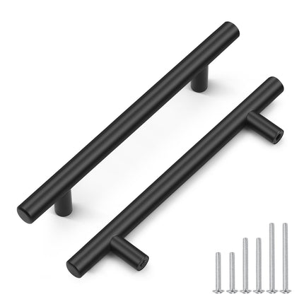 IAQWE 25 Pack 128mm Matte Black Cabinet Euro Style Drawer Handles, CAFBAIAQ45BK