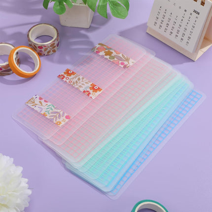 NUOBESTY 45pcs Washi Tape Sample Boards, Plastic Storage Cards for Journaling, Frosted Grid Washi Organizer Holder, Portable Tape Dispenser Plate for Scrapbooking, Journal, Art Crafts