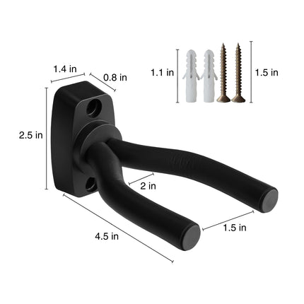 Guitar Wall Hanger 3-Pack Adjustable Guitar Wall Mount Hooks for Acoustic, Electric, Bass, Ukulele, Violin – Includes Screws & Anchors, Rubber-Coated Holder for Home & Studio