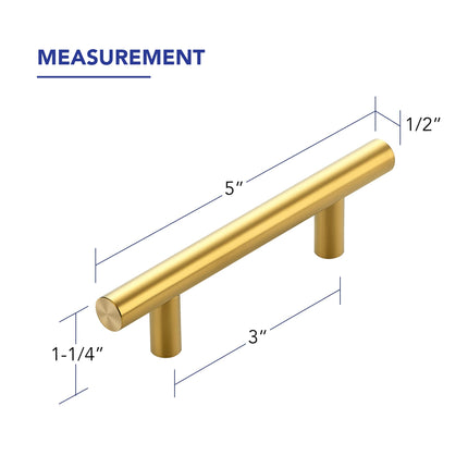 IAQWE 25 Pack Cabinet Handles with 3 Inch (76mm) Hole Center Brushed Brass, 36010053GD-24