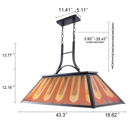 Wellmet Tiffany Style Pool Table Lamp Hanging, Billiards Light for Game Room 7' 8' 9' Pool Table, 3-Light Vintage Chandelier Lighting Fixture for Snooker Man Cave Club Kitchen Island Bar #C7