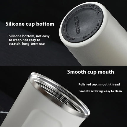 Stainless Steel Insulated Coffee Tumbler - 500ml, Leakproof, Wide Mouth, Anti-Slip, BPA-Free - Perfect for Office, Travel, and Outdoors (White)