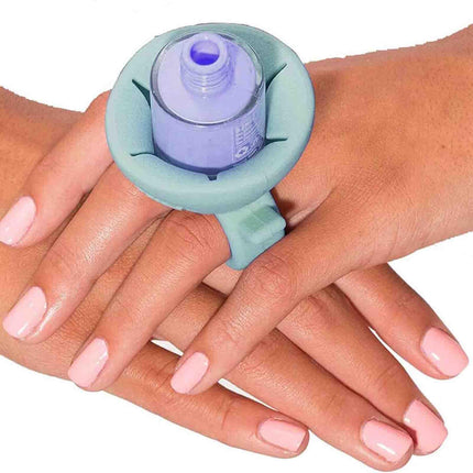 TCBWFY 2 Pack Ring Wearable Anti-Spill Nail Polish Bottle Holder Soft Flexible Silicone, TEAL