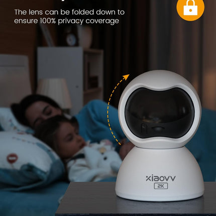 XIAOVV 2K PTZ Indoor Camera,HD Monitor with Audio,Pet Camera with Phone App for Home Security Indoor,Privicy Protection,Human Detection,2-Way Talk,Night Vision,AI Tracking (Q2)