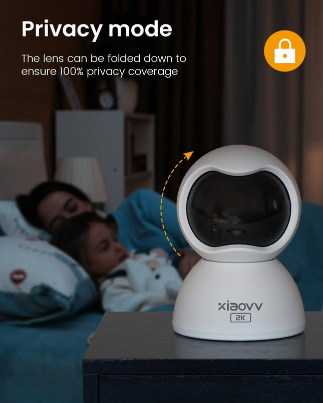 XIAOVV 2K PTZ Indoor Camera,HD Monitor with Audio,Pet Camera with Phone App for Home Security Indoor,Privicy Protection,Human Detection,2-Way Talk,Night Vision,AI Tracking (Q2)