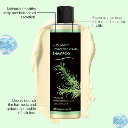 Rosemary Shampoo for Hair Thickening and Growth, ﻿Rosemary Hair Growth Serum Shampoo, Hydrolyzed Keratin Shampoos For Strengthening And Repair,Volumizing For Fine Or Thin Hair