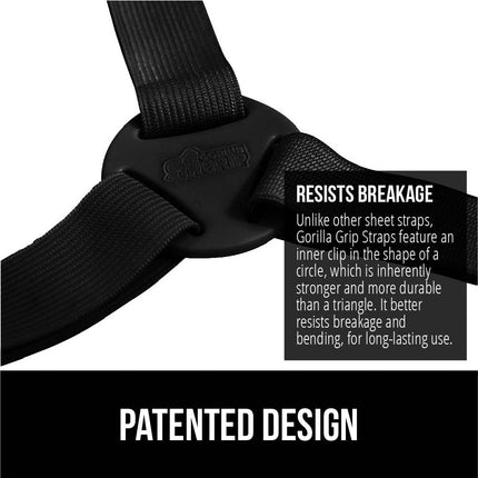GORILLA GRIP 8-PACK Adjustable Elastic Fasteners with Metal Clips, Keep in Place Fitted Bedding Straps, Black