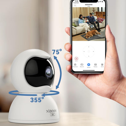 XIAOVV 2K PTZ Indoor Camera,HD Monitor with Audio,Pet Camera with Phone App for Home Security Indoor,Privicy Protection,Human Detection,2-Way Talk,Night Vision,AI Tracking (Q2)