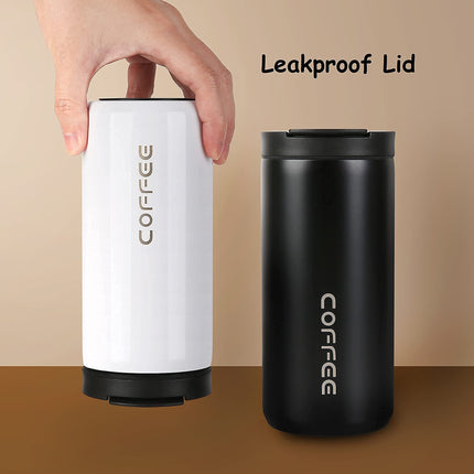 1PC of Travel Vacuum Insulated 500ml Coffee Mug with Leak Proof Screw Lid, White