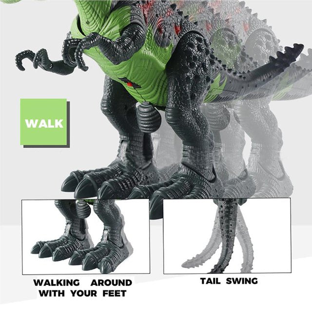 BeebeeRun RC Dinosaur Animal Toy with Remote Control Sounds Electric Walking Animals Toys Laying Eggs Spray Toys