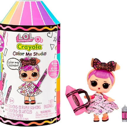 L.O.L. Surprise! Loves CRAYOLA Color Me Studio with Collectible Doll, Over 30 Surprises, Paper Dresses, Crayon Dolls, Art Studio Packaging, Crayon Capsule Packaging, Limited Edition Doll 3+