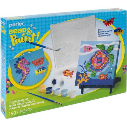 Perler Bead & Paint Canvas Kit-Underwater 6"x6"
