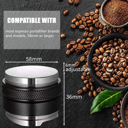 MIDOGAT Coffee Distributor & Tamper Espresso Distributor Dual Head Stainless Steel Coffee Tamper, Depth is Adjustable Both Sides (58mm)