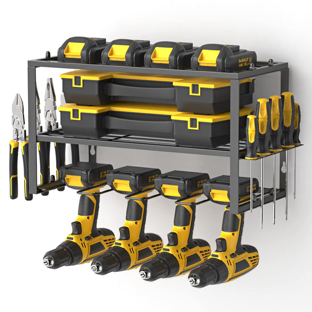 SPACECARE Heavy Duty 3 Layers Wall Mounted Storage Rack With 4 Holders for Cordless Drills Power Tool Organizer