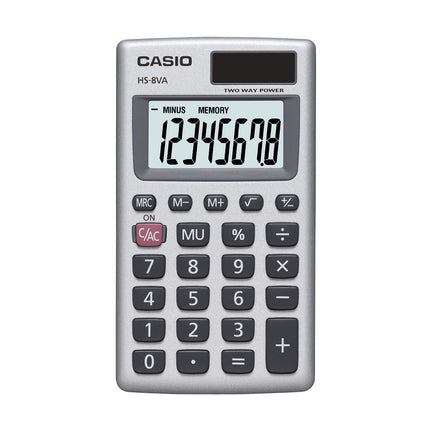 CASIO Basic Pocket Size 8-Digit Solar Calculator (HS-8VA)