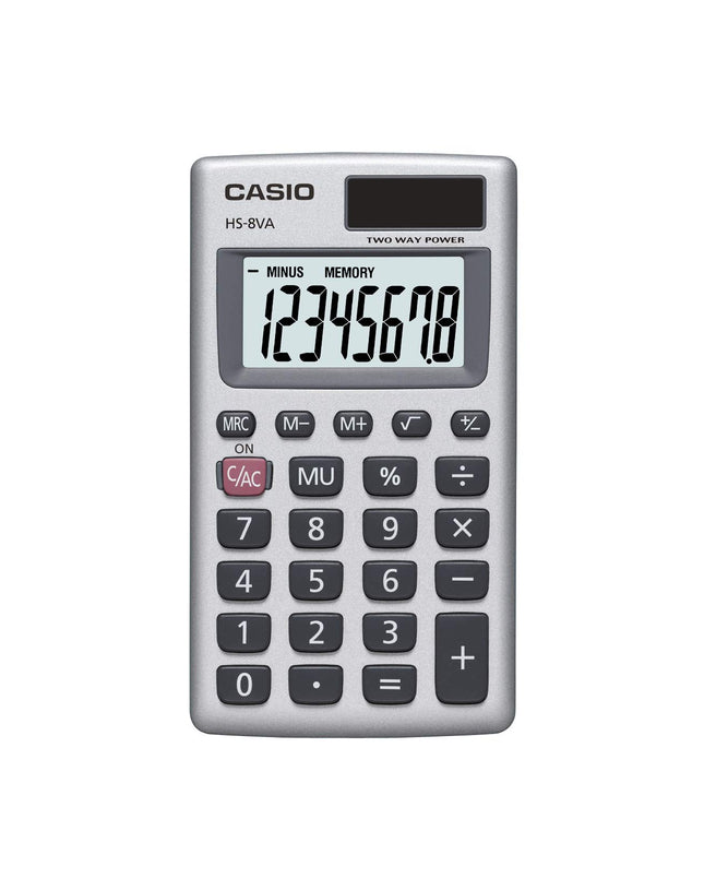 CASIO Basic Pocket Size 8-Digit Solar Calculator (HS-8VA)