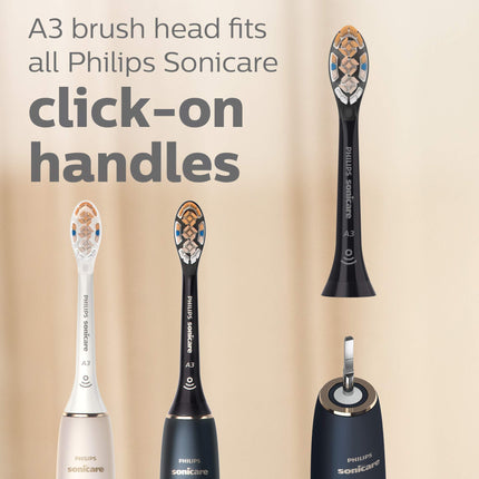Philips Sonicare A3 All-in-one - Genuine Replacement Electric Toothbrush Heads, Black, 2 Pack, HX9092/95