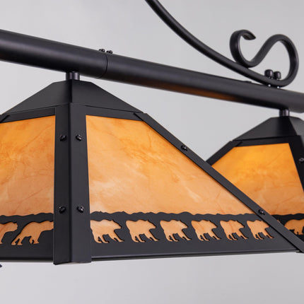 TOCHIC Pool Table Light, 3 Lights Tiffany Billiard & Pool Table Lights, 49.5" Farmhouse Chandelier for Dining Room, Rustic Light Fixture with Bear for 7, 8, 9 ft Tables, Game Room, Basement, Bar-#C4