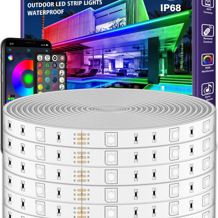 LETIANPAI Outdoor LED Strip Light Waterproof 500ft /150M,IP68 Outside LED Light Strip Waterproof with App Remote Control,Music Sync RGB Exterior LED Rope Light for Balcony