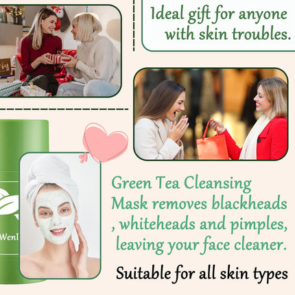 Green Tea Deep Cleanse Face Mask Stick,Moisturizing Oil Control Green Mud Clay Mask Stick for Face