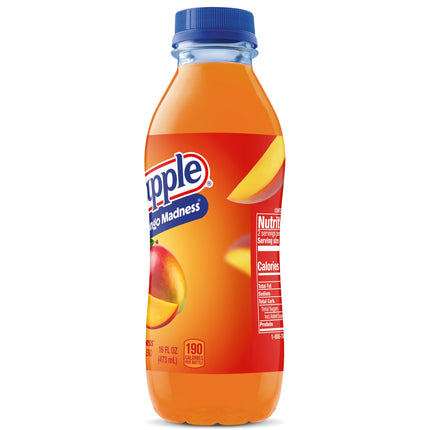 Snapple Mango Madness Flavored Juice Drink, 16 fl oz recycled plastic bottle, Pack of 12