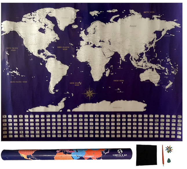 Scratch & Go World Map 24" x 31" Scratch off Map