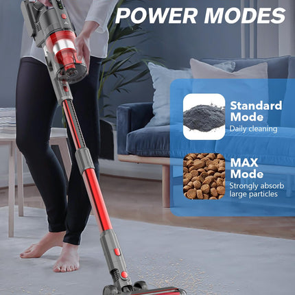 LJUREN K21B Vacuum Cleaner, 80,000PRM Stick Vacuum with 2 Powerful Suction Modes, Max 40 Mins Runtime, 2600mAh Rechargeable Vacuum Cleaner for Home