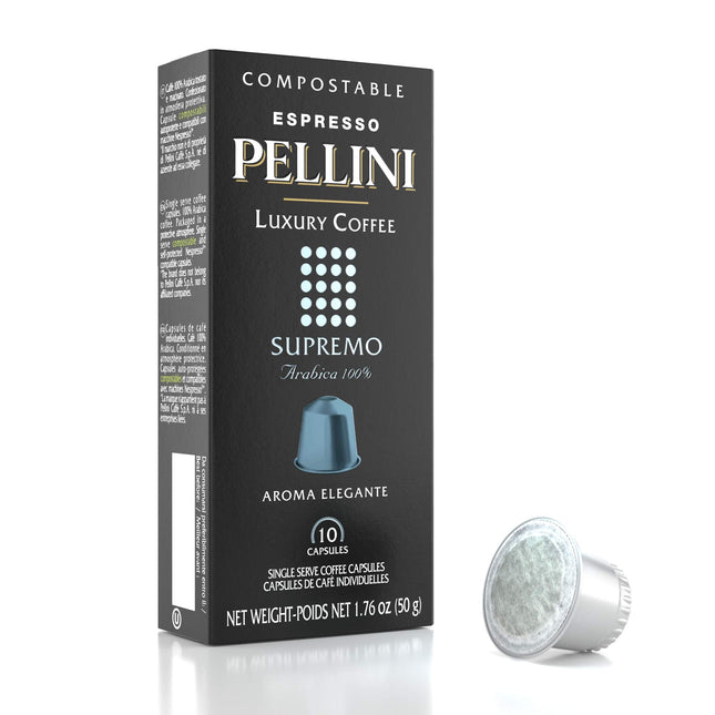 Pellini 10 Capsules Luxury Espresso Coffee Capsules | 100% Arabica | Single Serve (SUPREMO-MILD (SILVER)