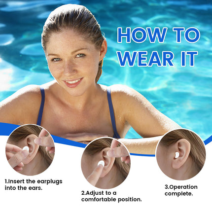 EARHOPE Waterproof Swimming Ear Plugs, Reusable Water Protection Earplugs, 3-Flange Design