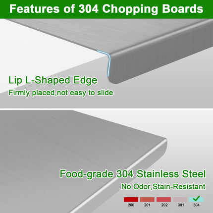 TamBee Kitchen 304 Stainless Steel Cutting Board for Steel, 15.8 x 12", Heat Resistant, Dishwasher Safe