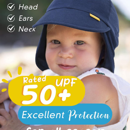 FURTALK Baby Sun Hat UPF 50+ UV Ray Sun Protection Cotton Toddler Hats, Navy