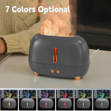 KHOCOEE Waterless Flame Air 250ML Aromatherapy Diffuser Humidifier with 4 Timers & 6 Colors Night Lights, Auto-Off, GREY