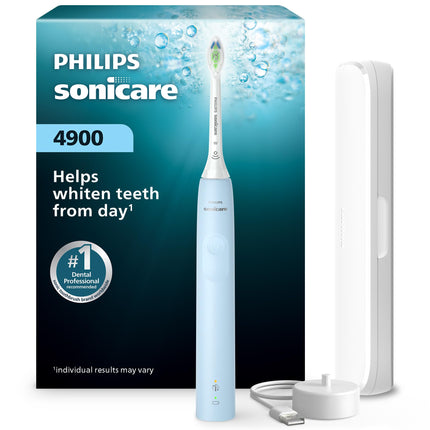 Philips Sonicare 4900 Series Electric Toothbrush - Sonic Toothbrush With Advanced Sonic Technology, Pressure Sensor, Two Intensity Settings, SmarTimer & QuadPacer, Light Blue, Model HX3683/32