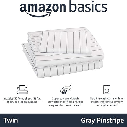 Amazon Basics Soft Microfiber Sheet Set with Elastic Pockets - Twin, BLUE FLOWERS, FLORAL PRINT 51NF