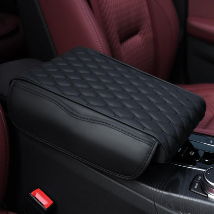 EINESIN Universal Fit for Most Cars PU Leather Memory Foam Armrest Cushion Center Console with Storage Bag, Black