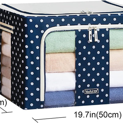 Oxford Fabric Storage Box with Steel Frame,Foldable Stackable Container Organizer
