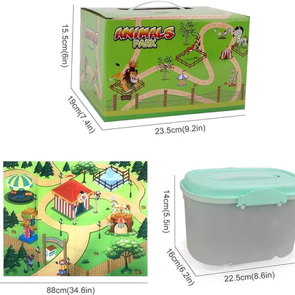 Aomola 24PCS Plastic Animal Toy Figure with Activity Play mat and Trees,Realistic Animal Figurines playset,Educational Jungle Toy Birthday Gift T18