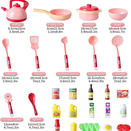 28 PCS Kids Kitchen Toy with Foods,Pretend Cooking Set for Children,Cookware Playset with Pots,Pans,Cooking Utensils and Food Accessories,Educational Gifts T50