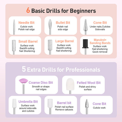 Beloving Cordless Nail Drill, Portable Electric Nail Drill 20000RPM Professional Electric Nail File for Acrylic Gel Nails, Rechargeable Nail Machine Home Use for DIY Manicure Pedicure - Gold