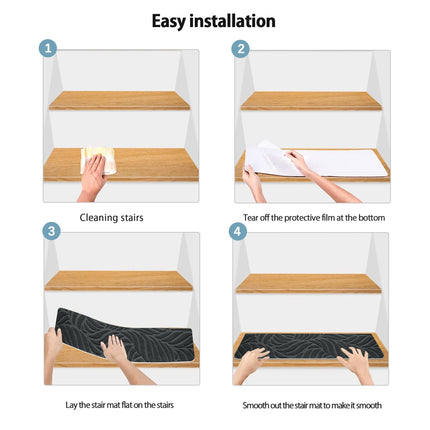 Bolinker 15pc Non-Slip Stair Treads Self-Adhesive Mats for Wooden Steps, Size 29.9 x 7.9" Grey